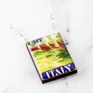 *NWT* Vintage Italy Postage Stamp Necklace